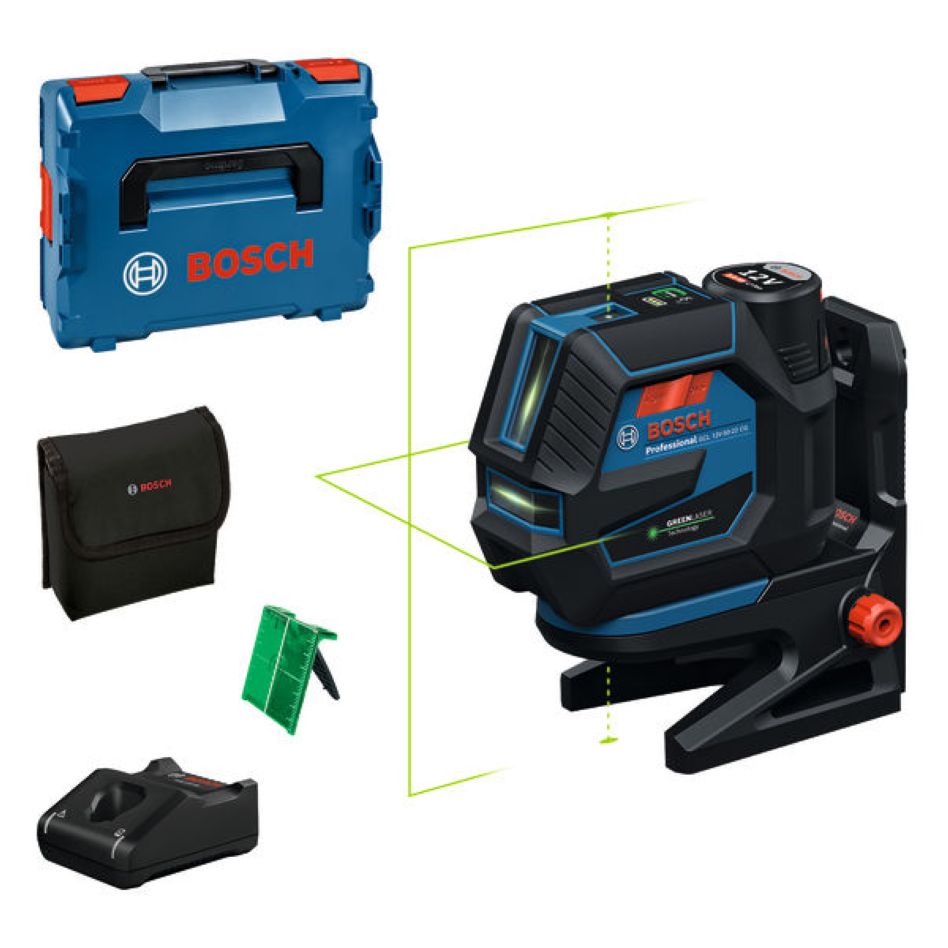 Bosch Blauw 0601066S02 GCL 12V-50-22 CG set Lijn- en puntlaser 1x accu 2,0 Ah en snellader GAL 12V-40 in L-BOXX