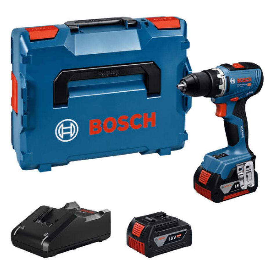 Bosch Blauw 06019N3203 GSR 18V-65 Accuschroefboormachine 2x 5,0 Ah en lader GAL 18V-40 in L-BOXX
