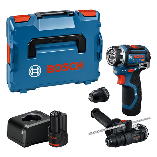 Bosch Blauw 06019N7104 GSR12V-32FC Accuschroefboormachine 2x GBA 12V 2.0Ah accu en lader GAL 12V-20 in L-Boxx