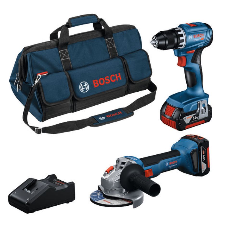 Bosch Blauw 0615A5007N Accutoolkit Combipack 18V GSR + GWS 2x GBA 18V 4,0 Ah en lader GAL 18V-40, GSR 18V-45, GWS 18V-8