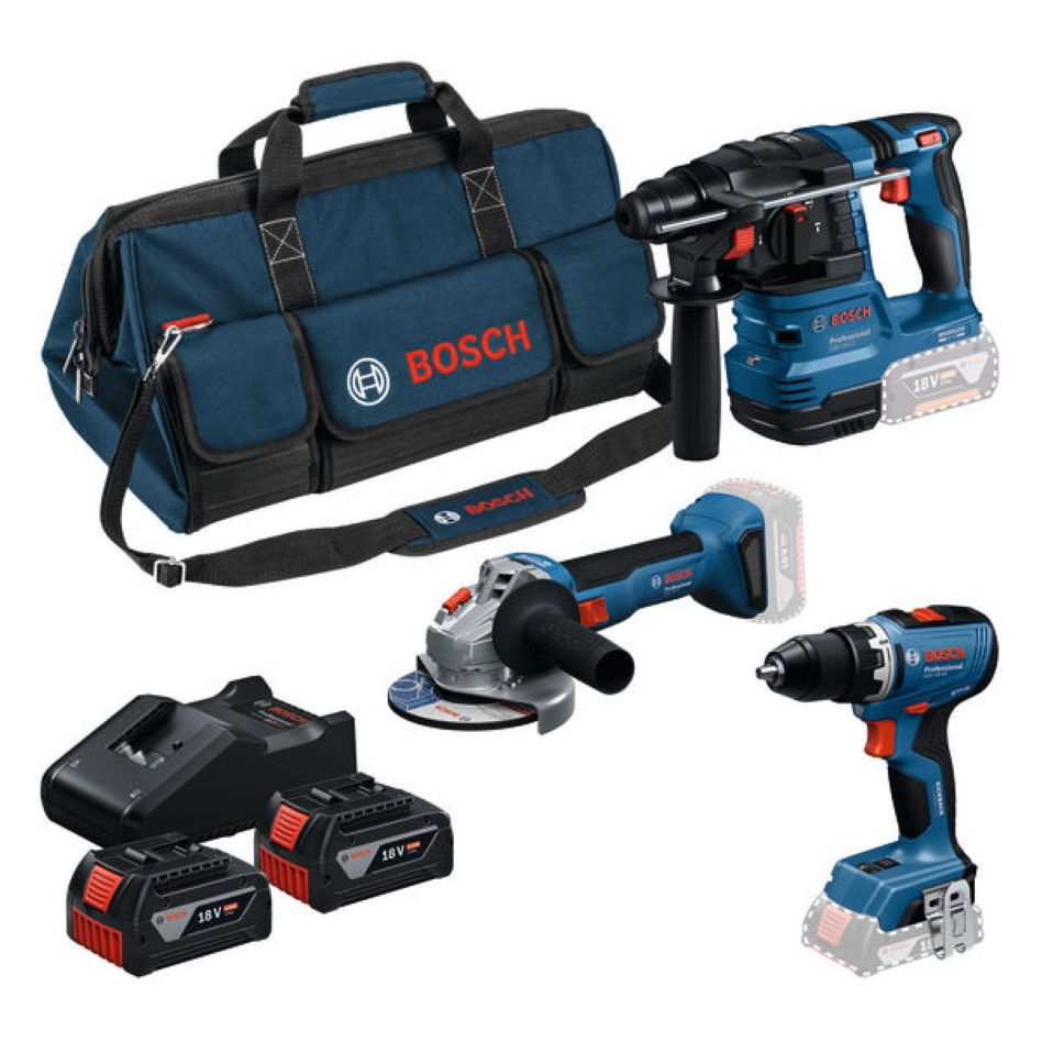 Bosch Blauw 0615A50094 Accutoolkit 3 machines 18V 2x 18V 4.0Ah en lader GAL 18V-40 in Toolbag
