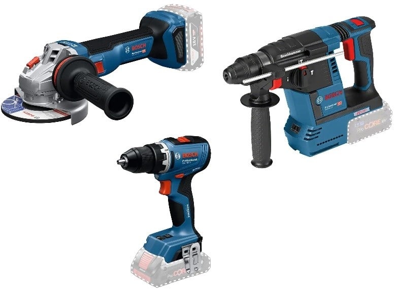Bosch Blauw 0615A500AJ Accutoolkit 3-toolkit 18V GSR 18V-65, GBH 18V-26, GWS 18V-11 1x 5.0Ah accu en 1x EXBA 18V 5.5Ah accu en lader GAL 12V/18V-80 in toolbag