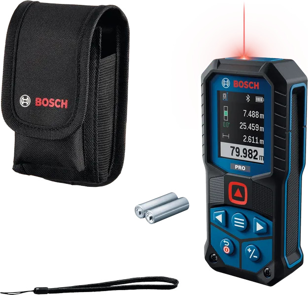 Bosch Blauw 0601075600 GLM80-35C Laserafstandsmeter 2x 1,5V LR6 (AA) en opbergetui, handlus in doos