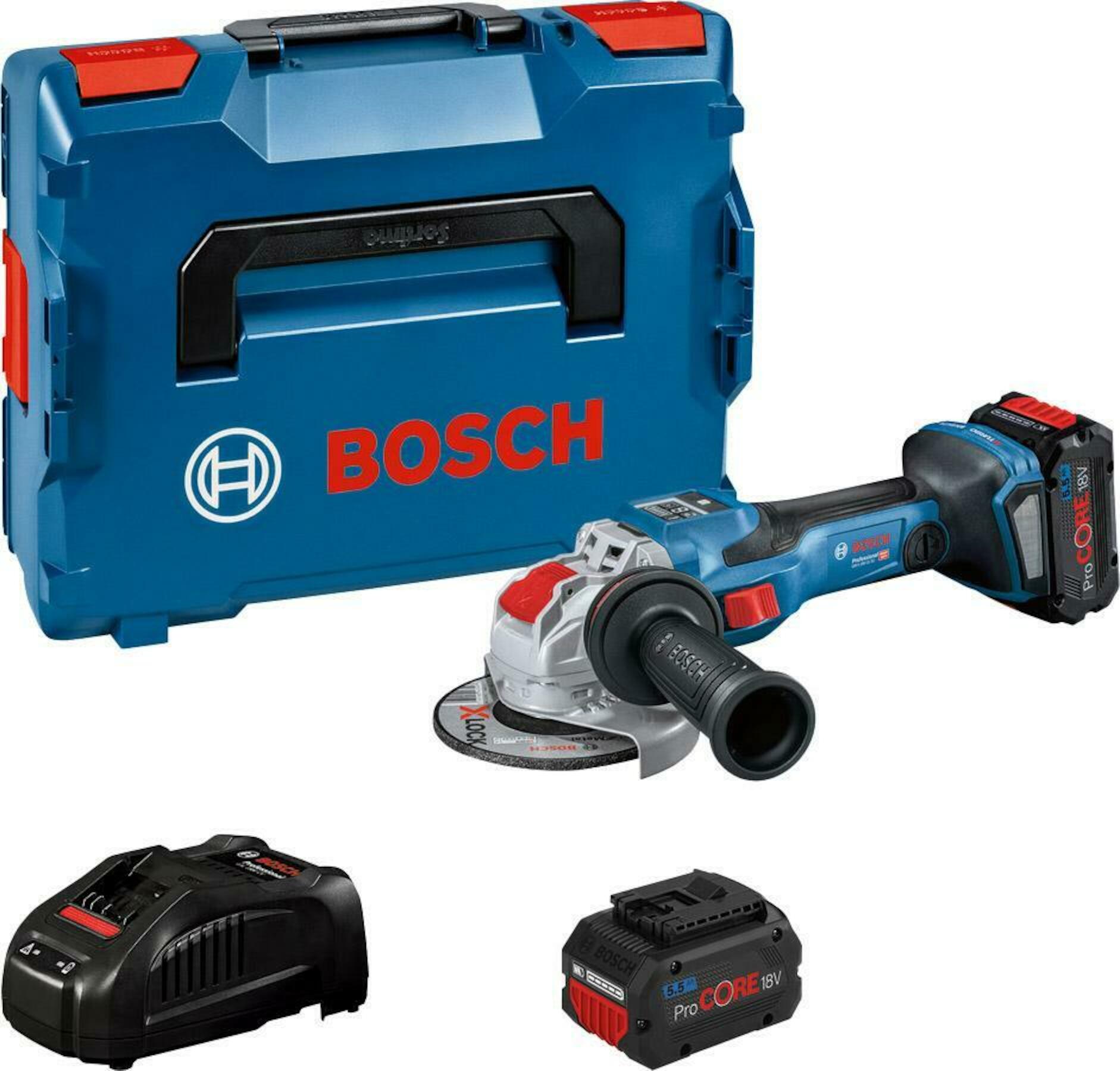 Bosch Blauw 06019H6502 X-LOCK GWX 18V-15 SC Accu Haakse Slijper 125mm 18V ProCore 5,5Ah in L-BOXX