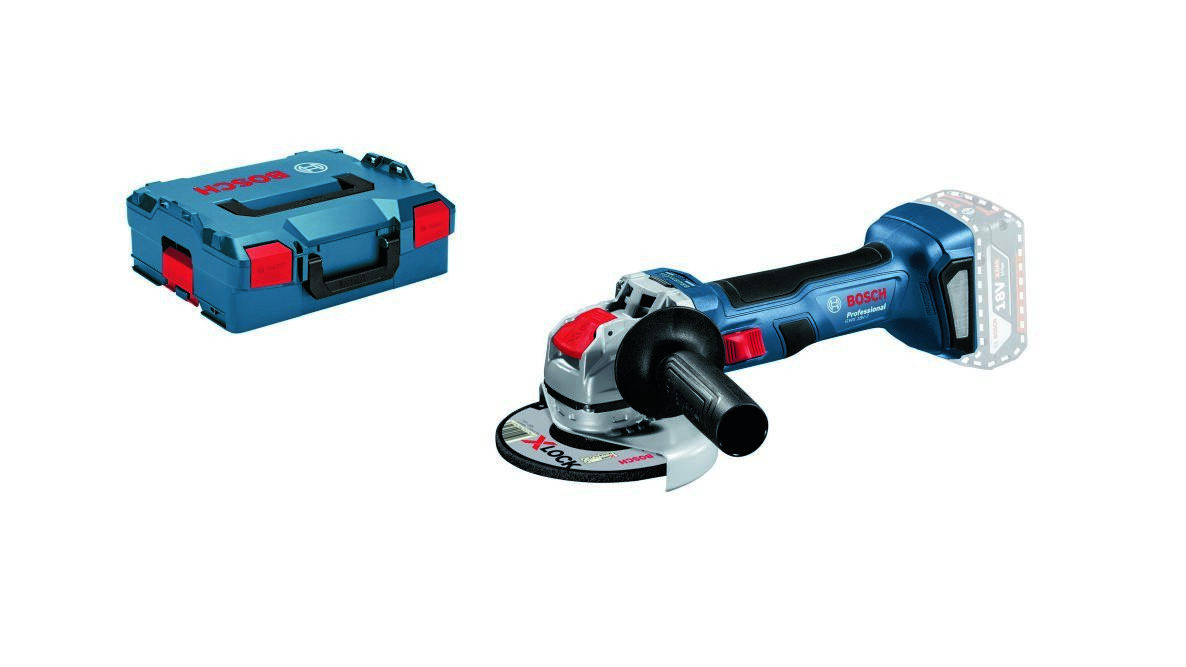 Bosch Blauw 06019H9104 GWX 18V-7 Accu haakse slijper set 115mm excl. accu's en lader in L-BOXX