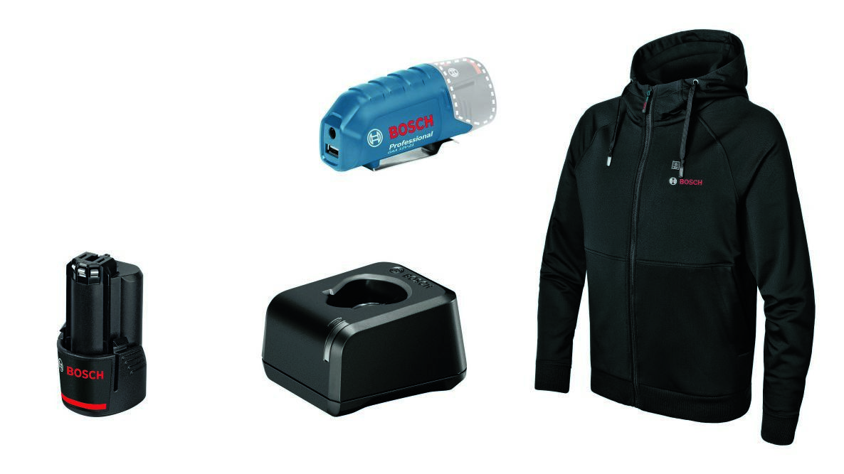 Bosch Blauw 06188000GB GHH 12V+18V XA S Accu Verwarmde hoodie 1x 2,0 Ah en lader GAL 12V-20