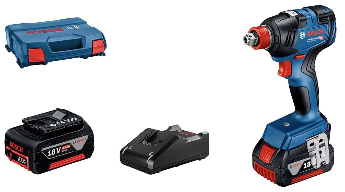 Bosch Blauw 06019J2206 GDX 18V-200 Accudraaislagmoeraanzetter 18V 4.0Ah Li-Ion in L-Case