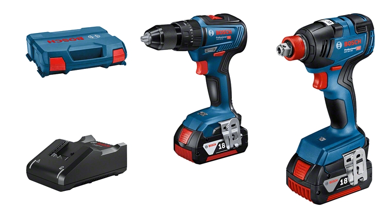 Bosch Blauw 06019J2208 Combipack GSB 18V-55 accuklopboormachine + GDX 18V-200 Accudraaislagmoeraanzetter 18V 4.0AH in L-Case