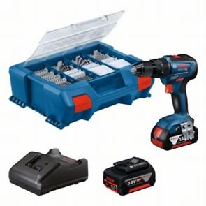 Bosch Blauw 06019H530A GSB 18V-55 Accuklopboor 18V 4.0Ah Li-Ion + 82 accessoires in Pick&Click L-Case