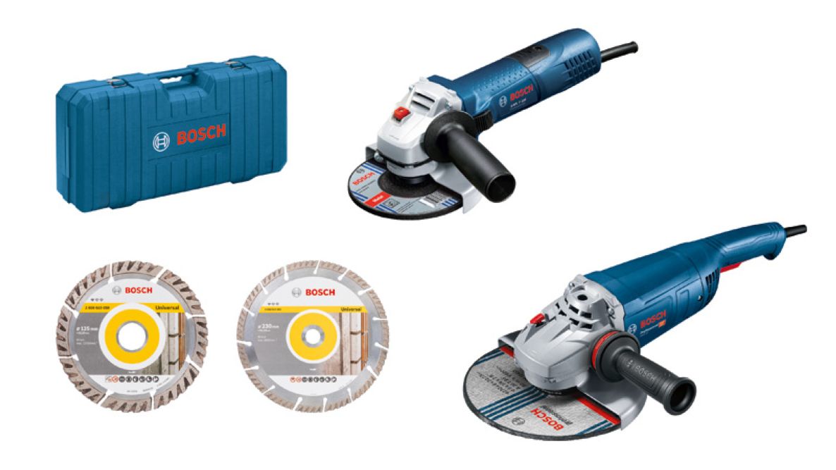 Bosch Blauw 06018C130A GWS 22-230 J + GWS 7-125 Haakse slijper set 230 mm en 125 + diamantschijven