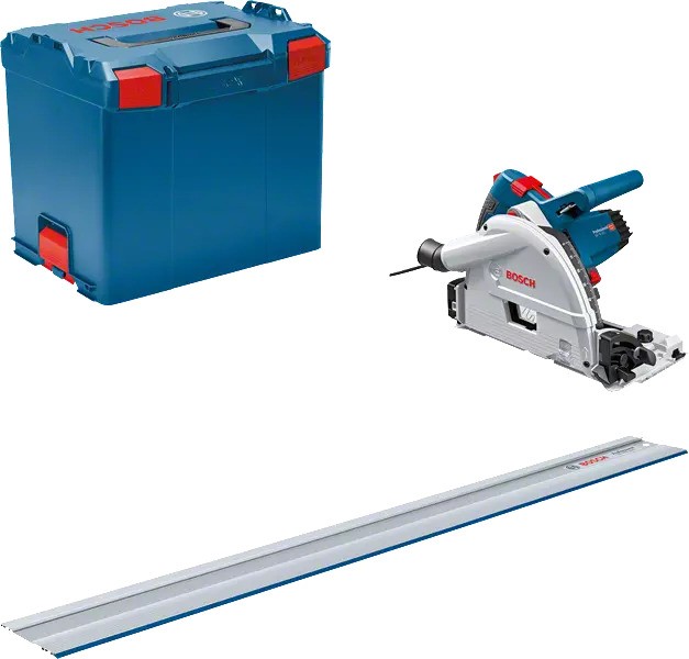 Bosch Blauw 0615990M9D GKT 55 GCE invalzaag in L-Boxx + 1400mm geleiderail