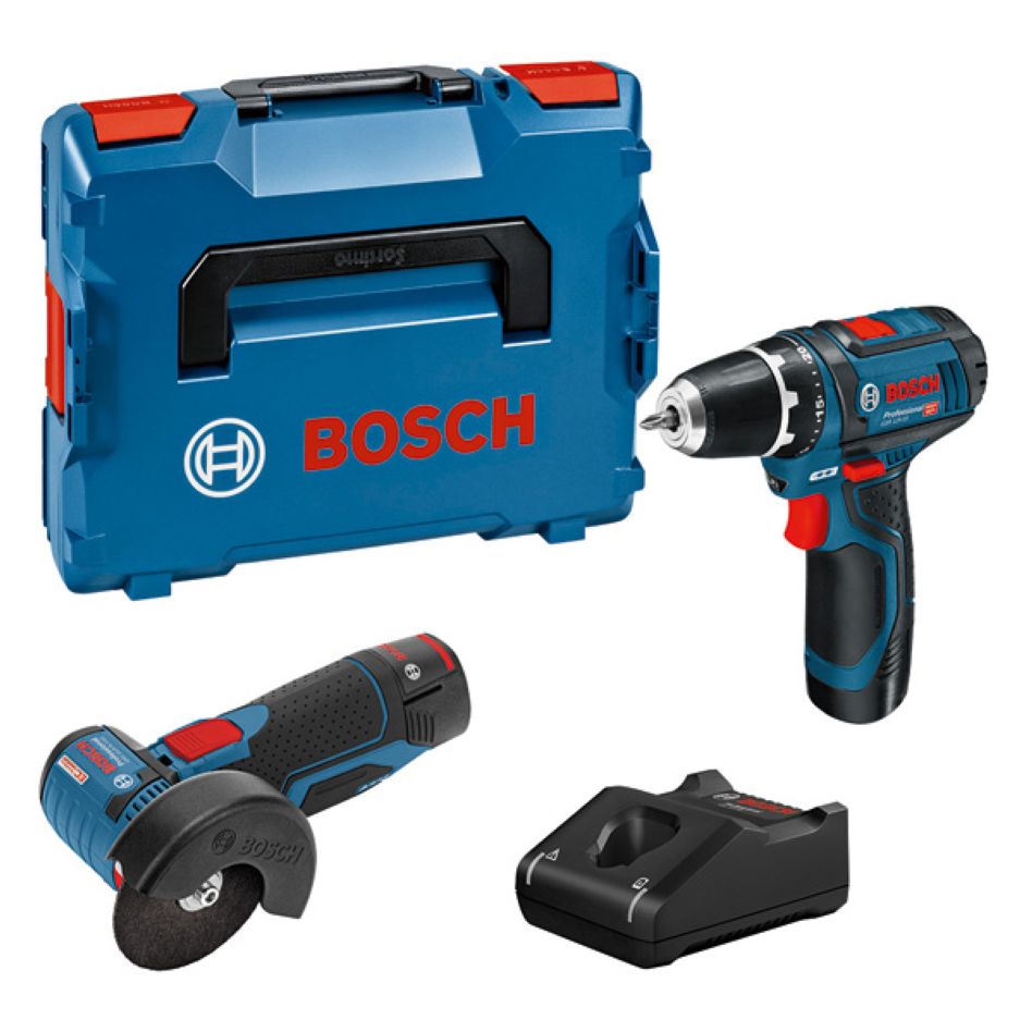 Bosch Blauw 0615990N2U Comboset - GSR 12V-15 Accuboor + GWS 12V-76 Accuslijpmachine 12V 2,0Ah