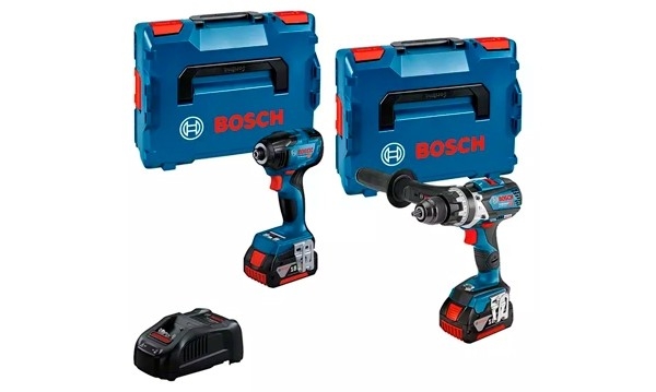 Bosch Blauw 0615990N2V GSB 18V-110 Accuklopboor + GDR 18V-210 C slagschroever 18 Volt 5,0 AH Li-Ion in L-BOXX