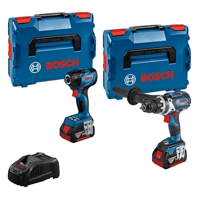Bosch Blauw 0615990N2W GSR 18V-110 Accuboor + GDR 18V-210 C slagschroever 18 Volt 5,0 AH Li-Ion in L-BOXX