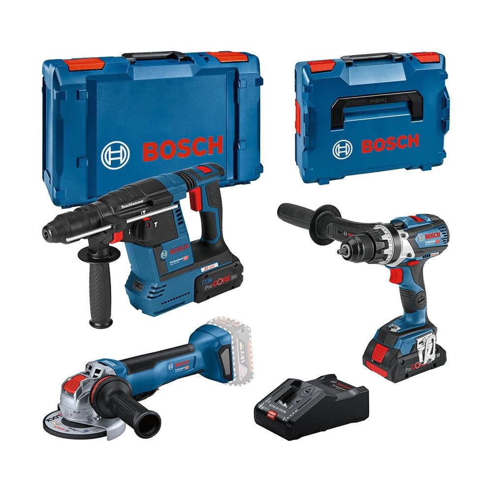Bosch Blauw 0615990N2X Combiset 18V 3 machines 1x4.0Ah + 1x8.0Ah en lader GAL 18V-160 L in XL-BOXX