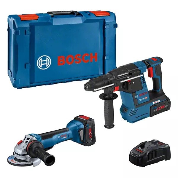 Bosch Blauw 0615990N33 Comboset - GWS 18V-10 P Slijper + GBH 18V-26 Boorhamer 5,5Ah ProCore in XL-Boxx