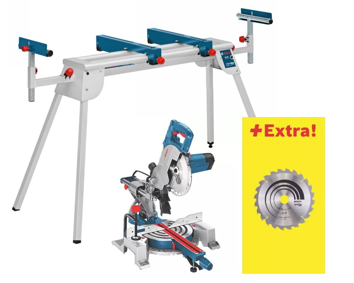 Bosch Blauw GCM80SJ-SET GCM 80 SJ Afkortzaag 216 mm 1400 Watt + GTA 2600 Onderstel