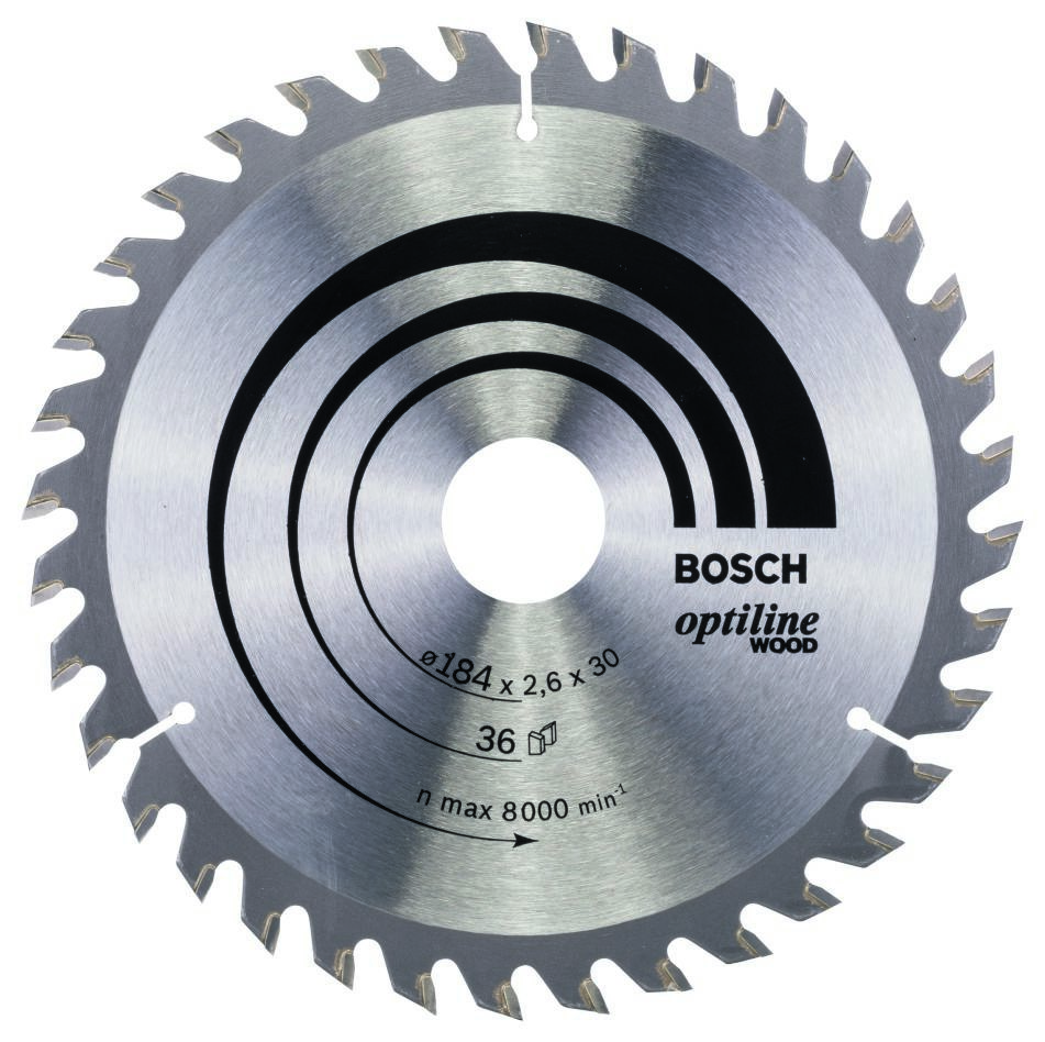 Bosch Blauw Accessoires 2608640611 Cirkelzaagblad 184 x 30 x 36T Optiline Wood