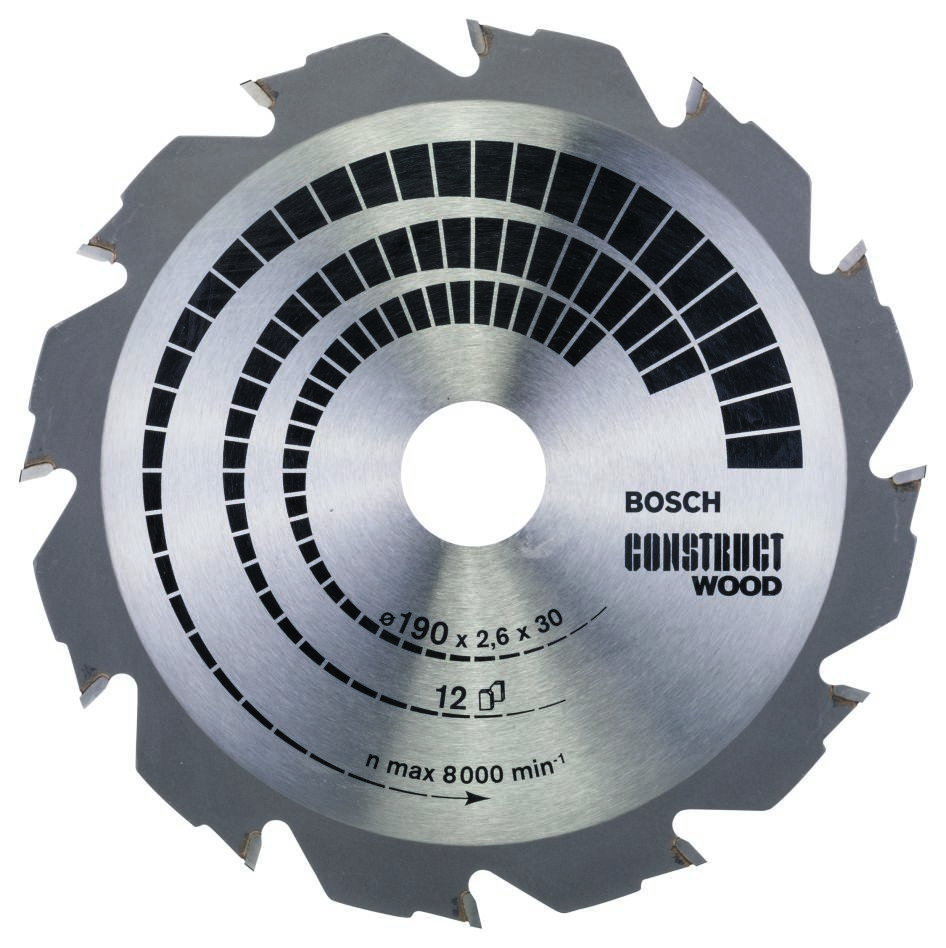 Bosch Blauw Accessoires 2608640633 Cirkelzaagblad 190 x 30 x 12T Construct Wood