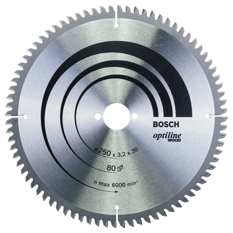 Bosch Blauw Accessoires 2608640645 Cirkelzaagblad 250 x 30 x 80T Optiline Wood