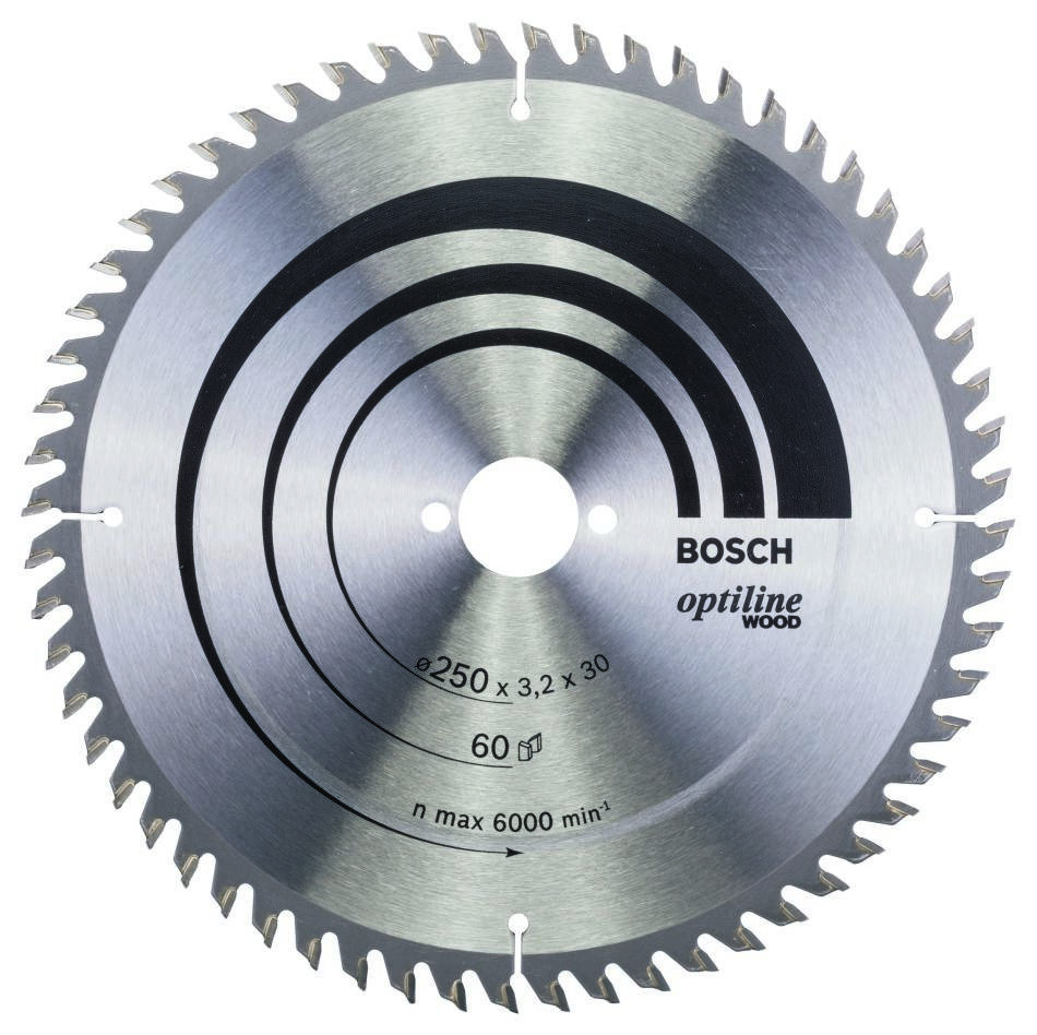 Bosch Blauw Accessoires 2608640665 Cirkelzaagblad 250 x 30 x 60T Optiline Wood