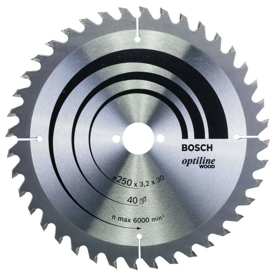 Bosch Blauw Accessoires 2608640728 Cirkelzaagblad 250 x 30 x 40T Optiline Wood