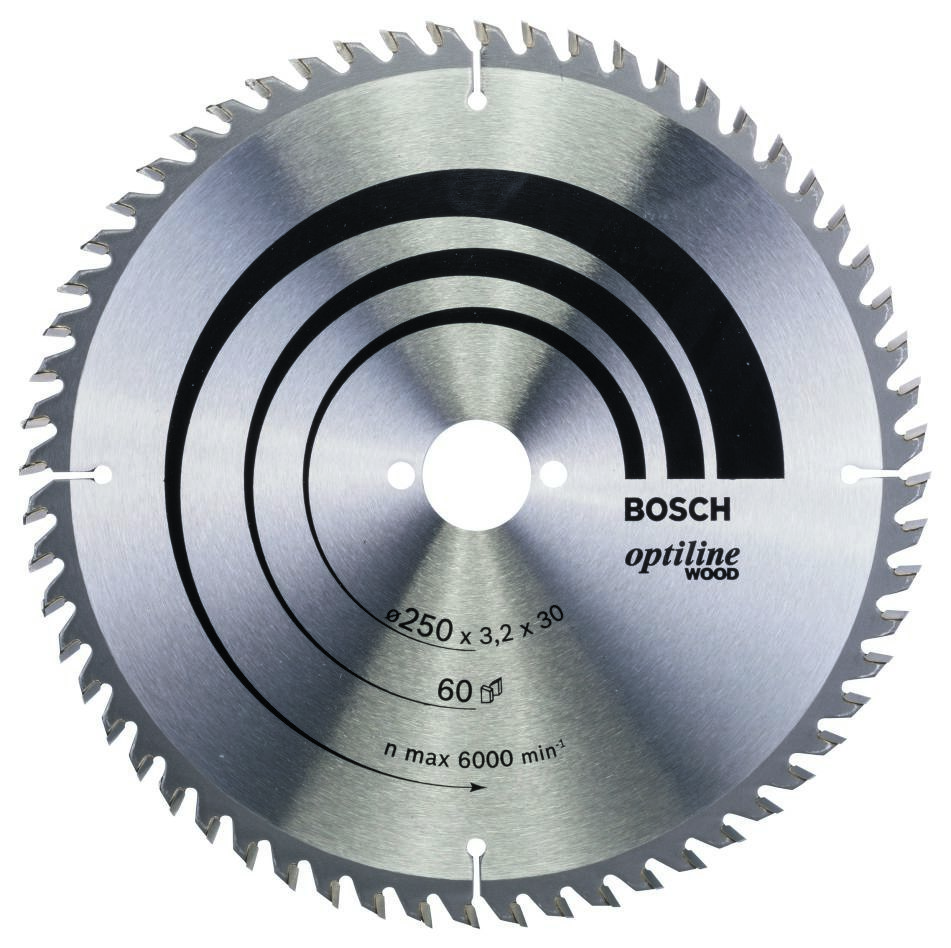 Bosch Blauw Accessoires 2608640729 Cirkelzaagblad 250 x 30 x 60T Optiline Wood