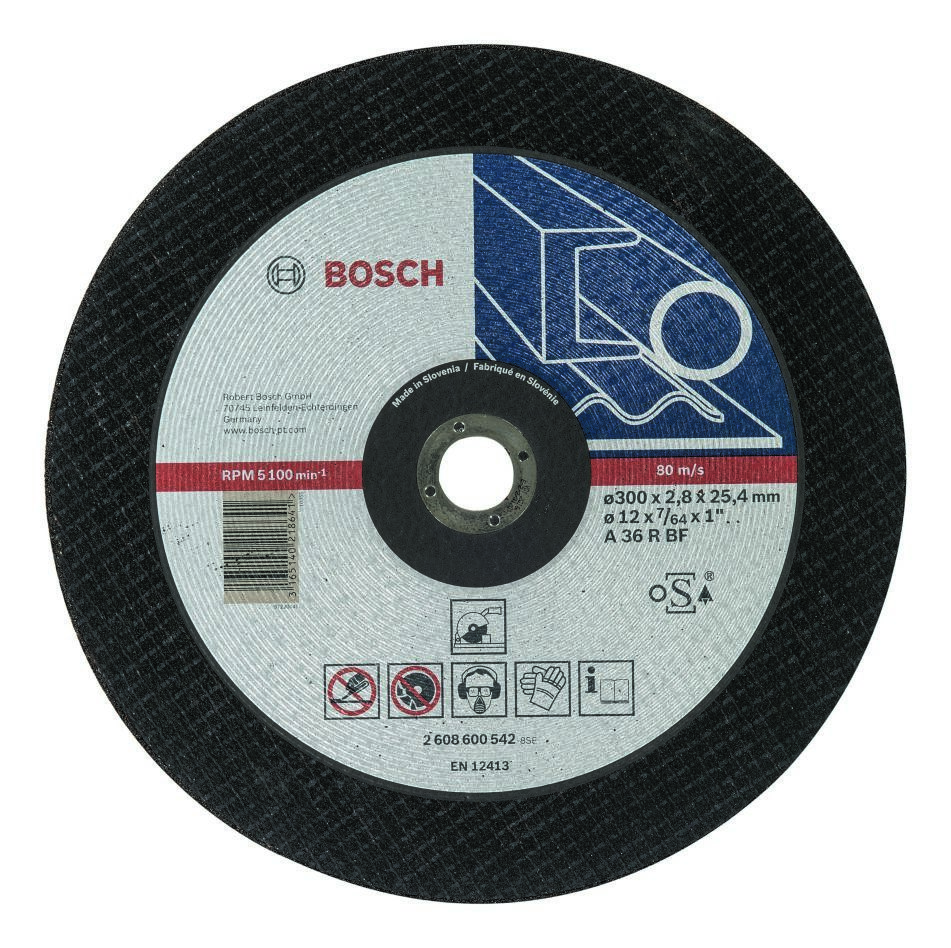 Bosch Blauw Accessoires 2608600542 Doorslijpschijf recht Expert for Metal A 36 R BF, 300 mm, 25,40 mm, 2,8 mm