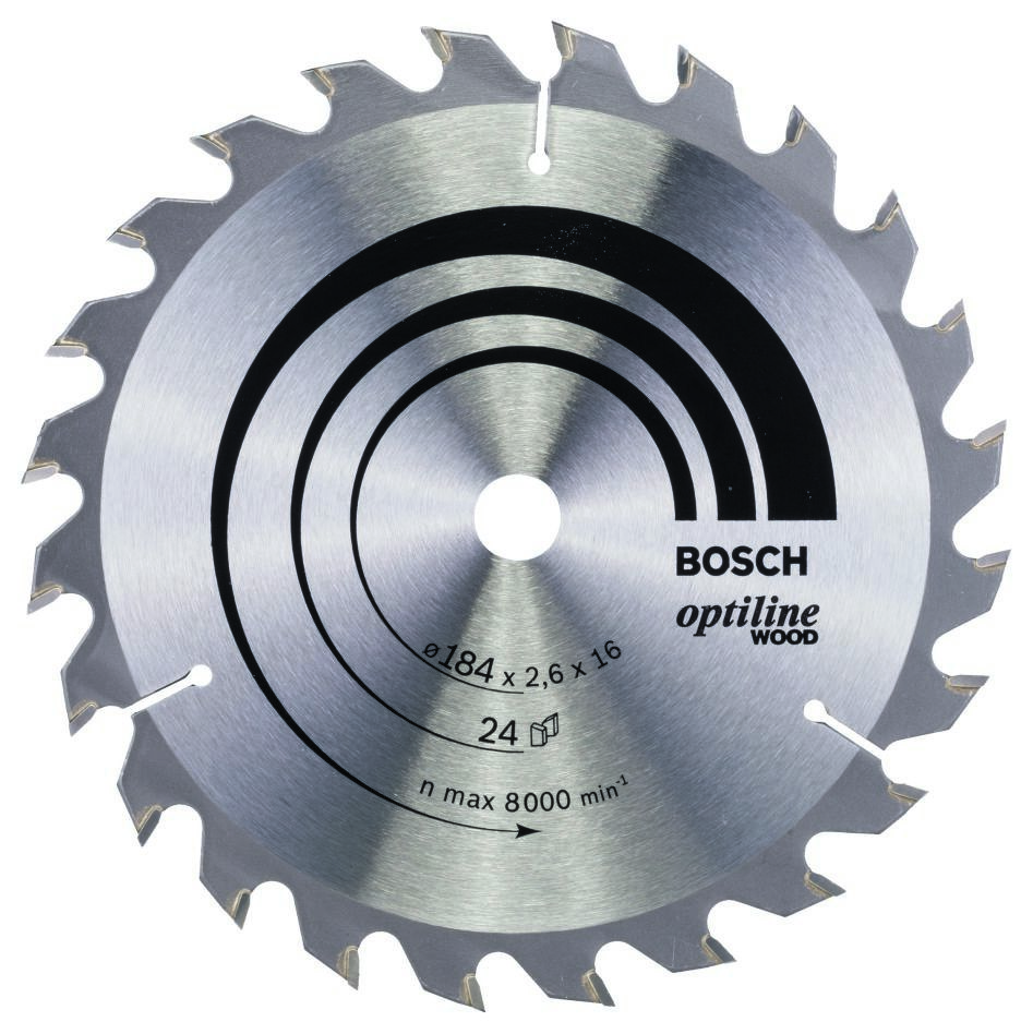 Bosch Blauw Accessoires 2608640817 Cirkelzaagblad 184 x 16 x 24T Optiline Wood