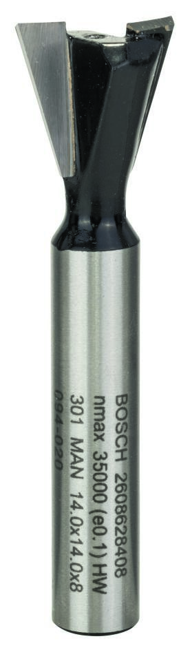 Bosch Blauw Accessoires 2608628408 Zwaluwstaartfrees, 8 mm, D1 14 mm, L 14 mm, G 55 mm, 15° 8 mm, D1 14 mm, L 14 mm, G 55 mm, 15°