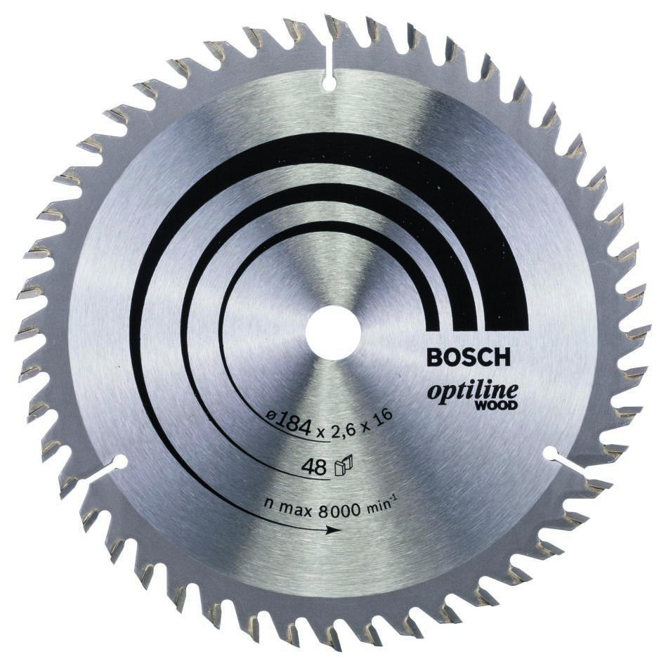 Bosch Blauw Accessoires 2608641181 Cirkelzaagblad 184 x 16 x 48T Optiline Wood
