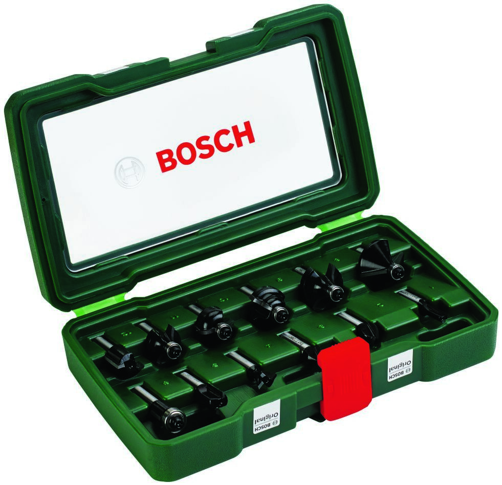 Bosch Blauw Accessoires 2607019466 HM-Houtfrezenset opnameschacht 8mm 12-delig