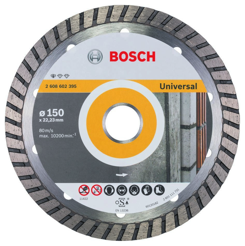Bosch Blauw Accessoires 2608602395 Diamantdoorslijpschijf Standard for Universal Turbo 150 x 22,23 x 2,5 x 10 mm