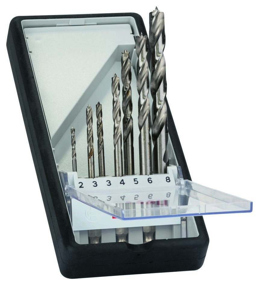 Bosch Blauw Accessoires 2607019923 7-delige Robust Line houtspiraalborenset, zeskantschacht 2, 3, 4, 5, 6, 8 mm