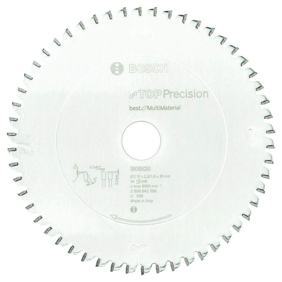Bosch Blauw Accessoires 2608642096 Cirkelzaagblad 210 x 30 x 54T Top Precision Best for Multi Material