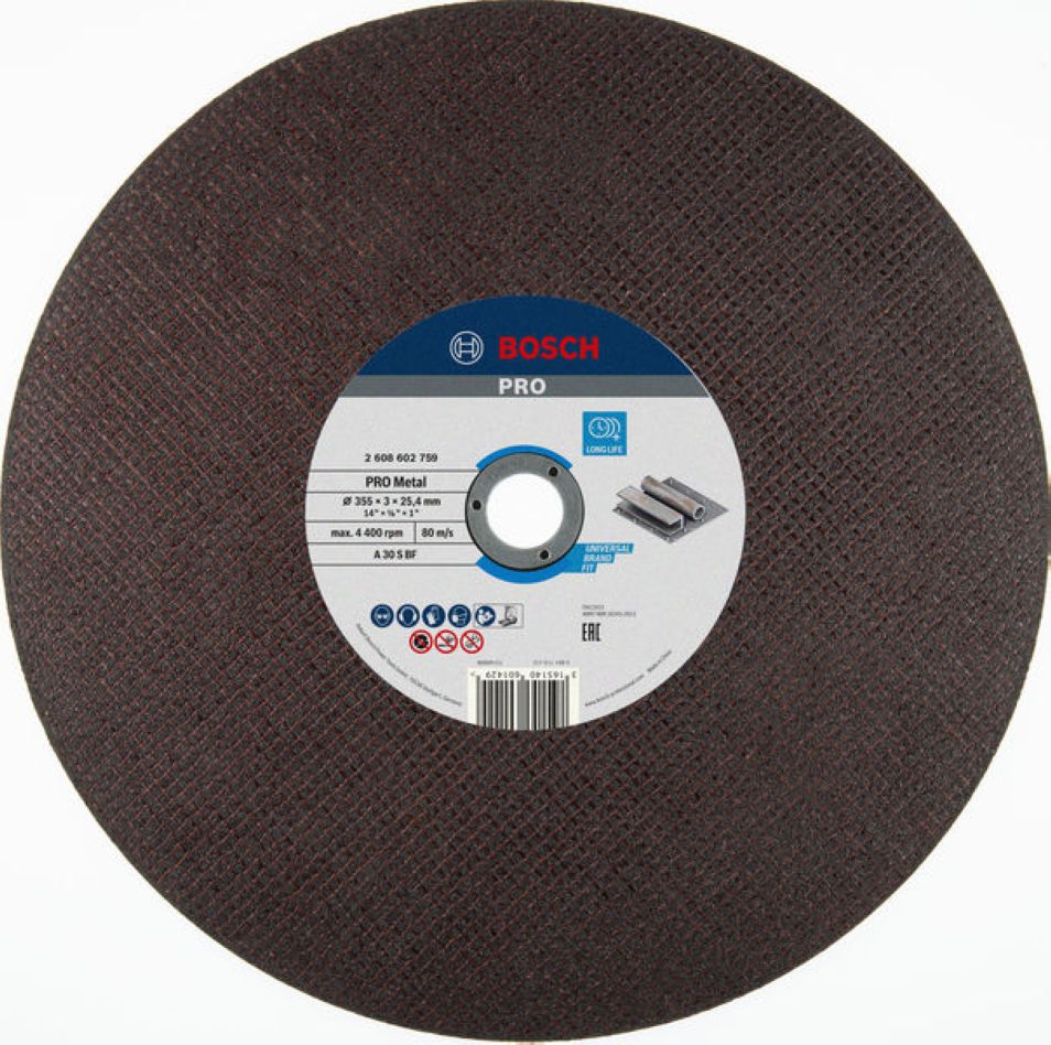 Bosch Blauw Accessoires 2608602759 PRO Metal doorslijpschijf, 355x3.1x25.4 mm