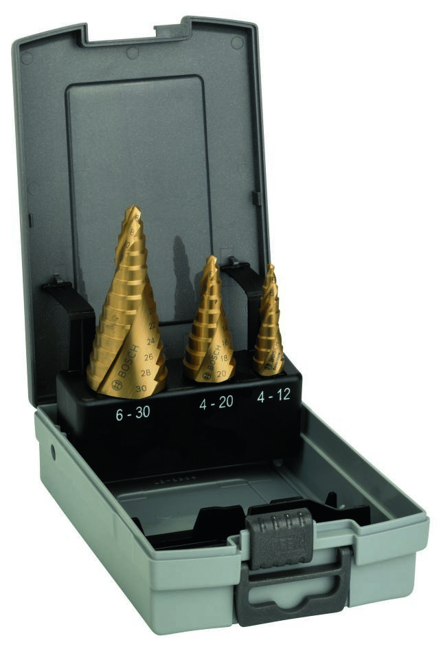 Bosch Blauw Accessoires 2608587432 Trappenboorset 3-delig HSS-TiN 3-vlakkenschacht