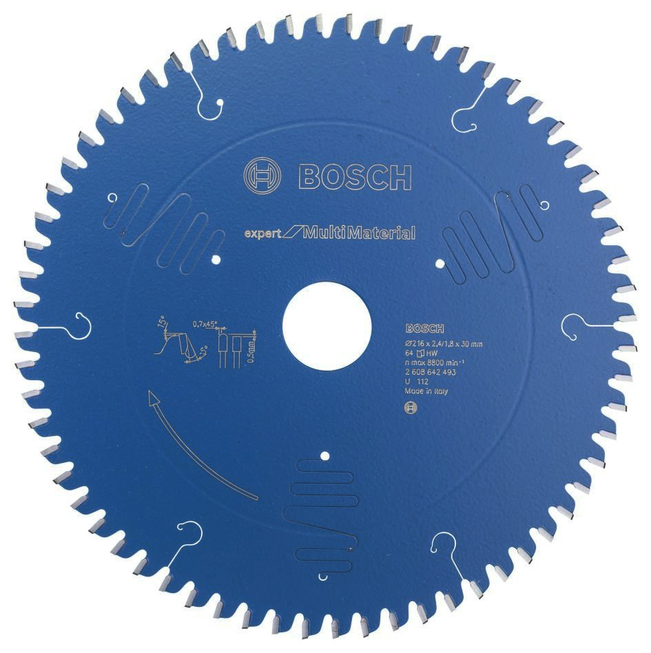 Bosch Blauw Accessoires 2608642493 Cirkelzaagblad 216 x 30 x 64T Expert for Multi Material