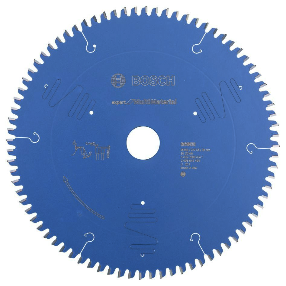 Bosch Blauw Accessoires 2608642494 Cirkelzaagblad 250 x 30 x 80T Expert for Multi Material