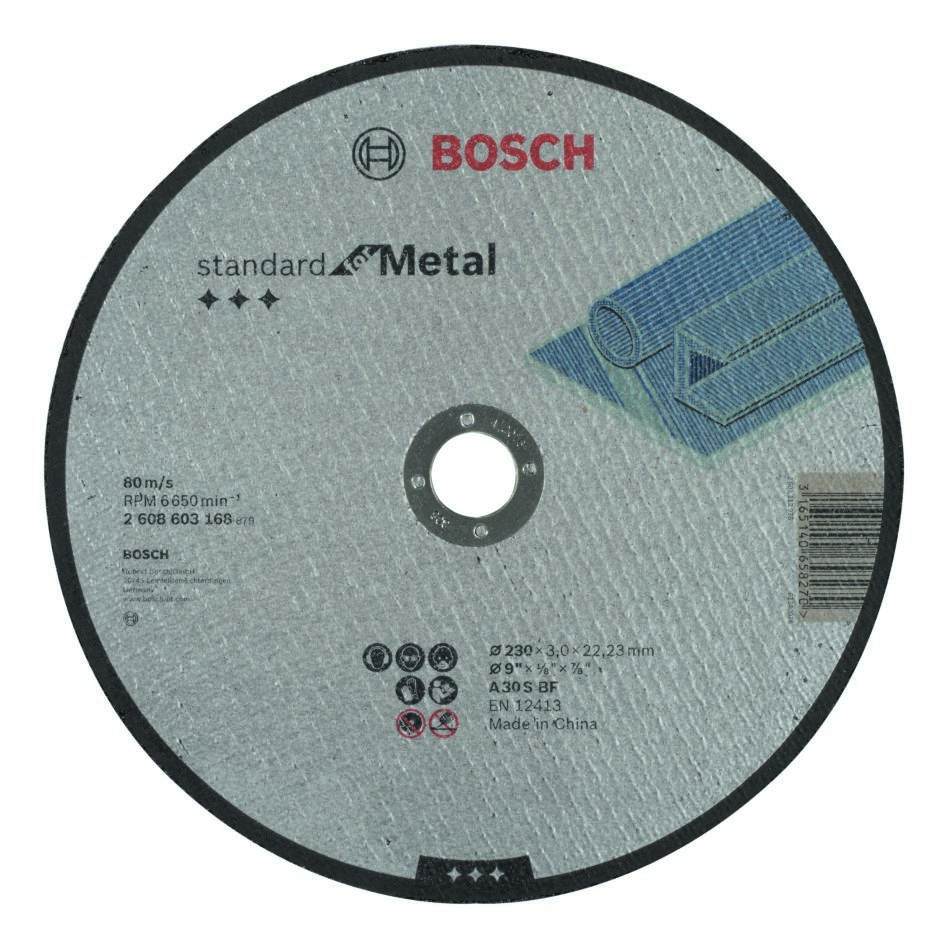 Bosch Blauw Accessoires 2608603168 Doorslijpschijf recht Standard for Metal A 30 S BF, 230 mm, 22,23 mm, 3 mm