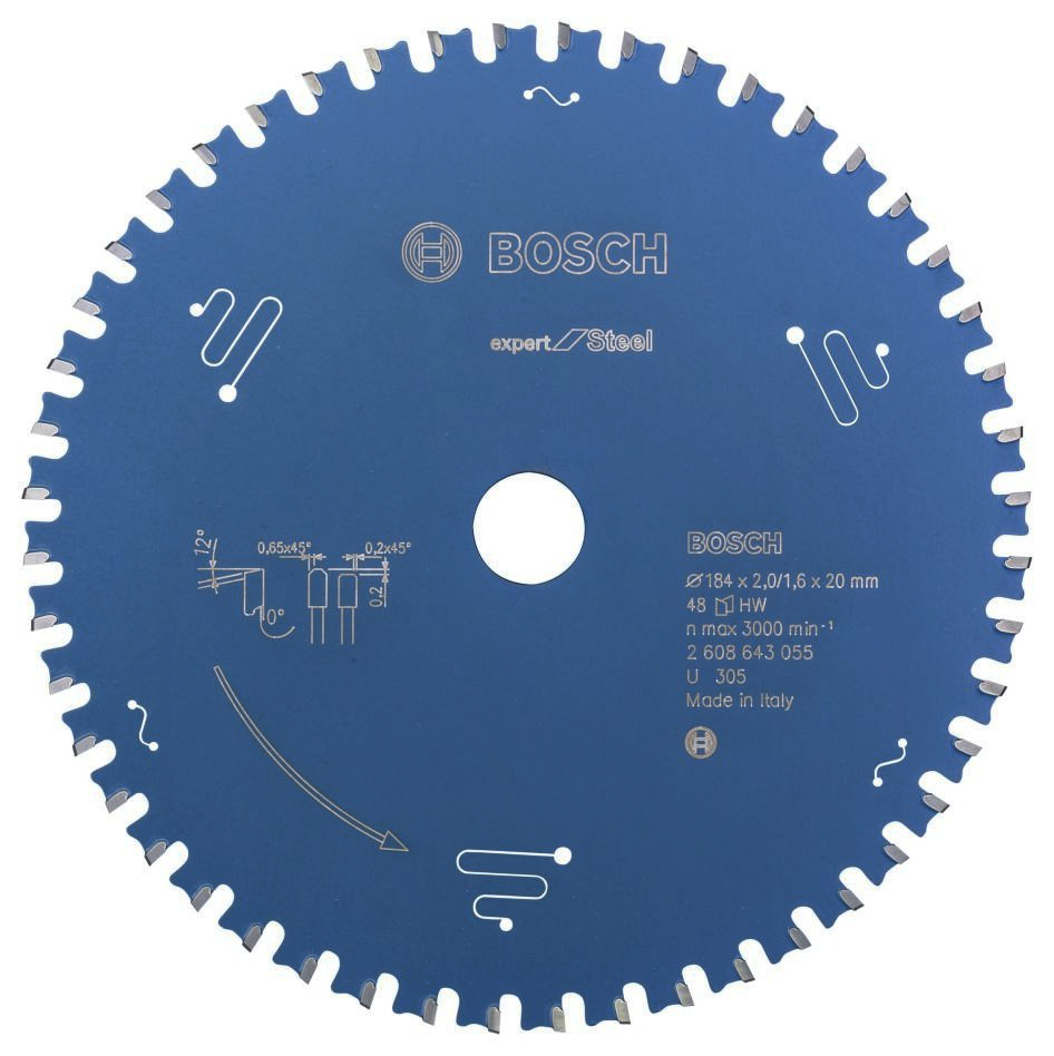 Bosch Blauw Accessoires 2608643055 Carbide Cirkelzaagblad Expert for Steel 184 x 20 x 48T