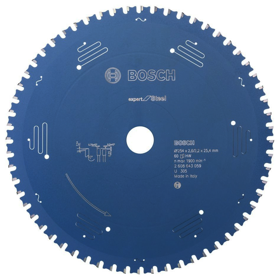 Bosch Blauw Accessoires 2608643059 Carbide Cirkelzaagblad Expert for Steel 254 x 25,4 x 60T