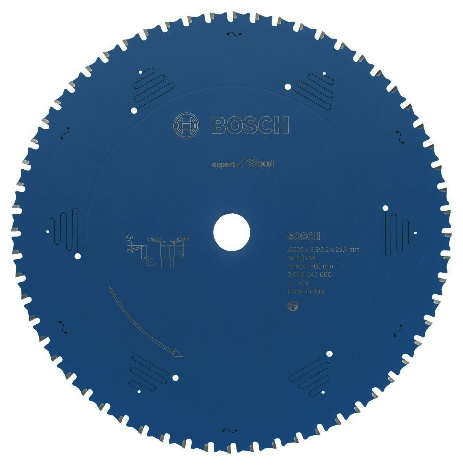 Bosch Blauw Accessoires 2608643060 Carbide Cirkelzaagblad Expert for Steel 305 x 25,4 x 60T