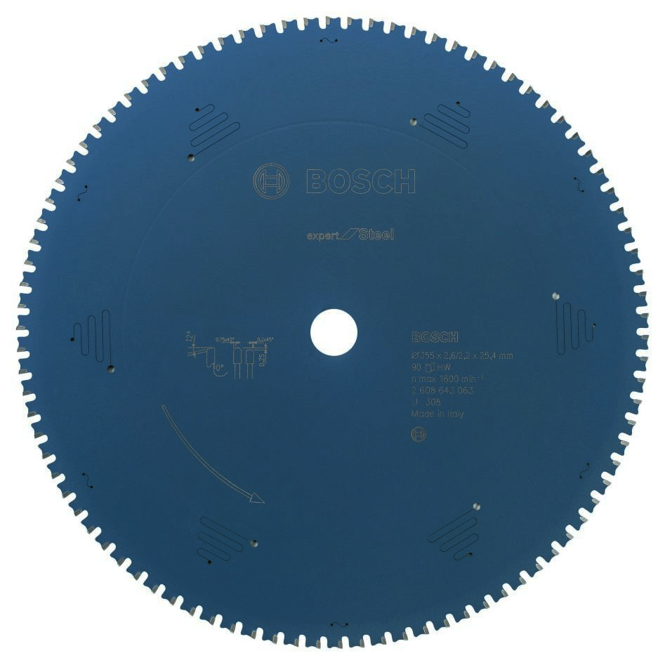 Bosch Blauw Accessoires 2608643063 Carbide Cirkelzaagblad Expert for Steel 355 x 25,4 x 90T