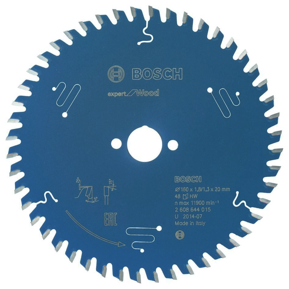 Bosch Blauw Accessoires 2608644015 Carbide Cirkelzaagblad Expert for Wood 160 x 20 x 48T