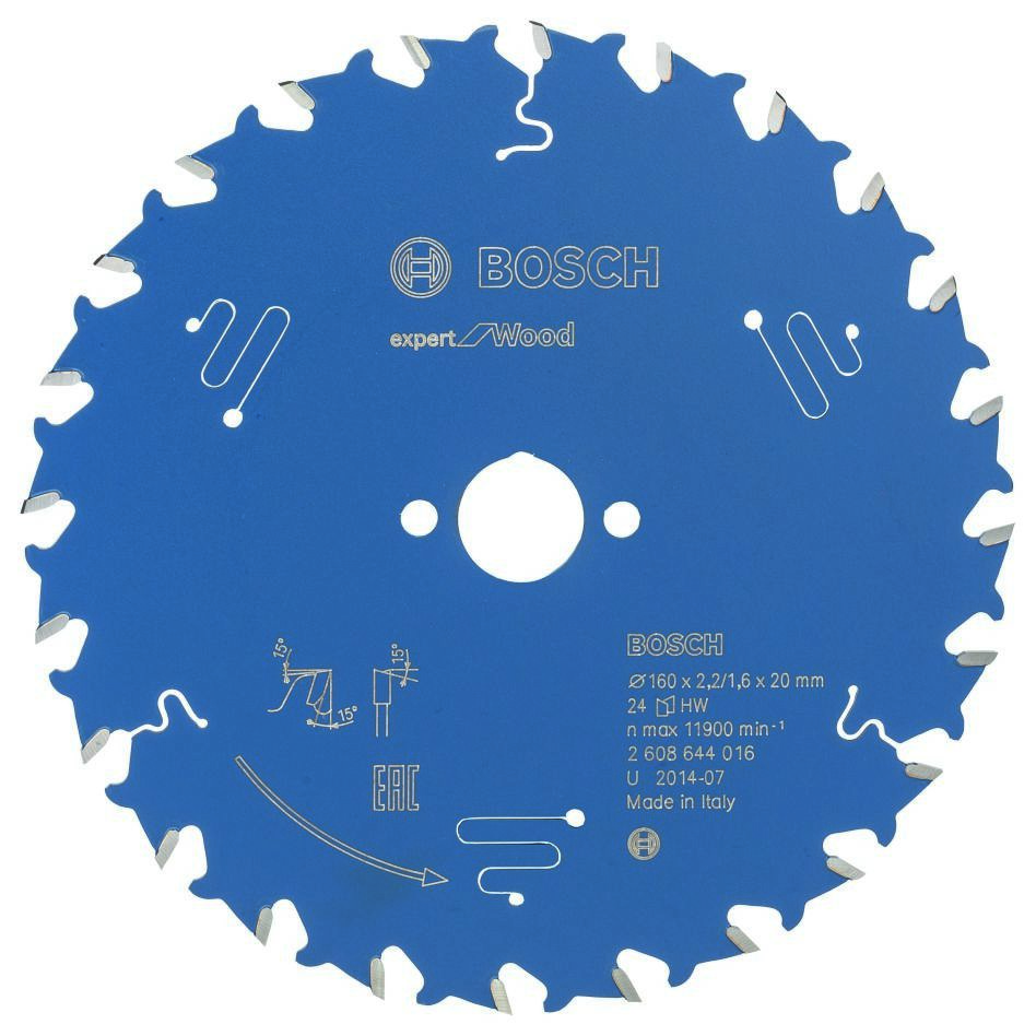 Bosch Blauw Accessoires 2608644016 Carbide Cirkelzaagblad Expert for Wood 160 x 20 x 24T
