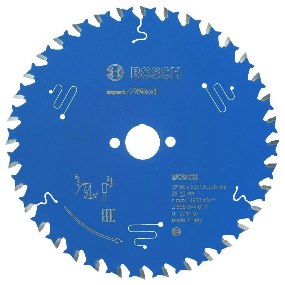 Bosch Blauw Accessoires 2608644017 Carbide Cirkelzaagblad Expert for Wood 160 x 20 x 36T
