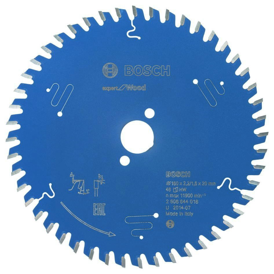 Bosch Blauw Accessoires 2608644018 Carbide Cirkelzaagblad Expert for Wood 160 x 20 x 48T