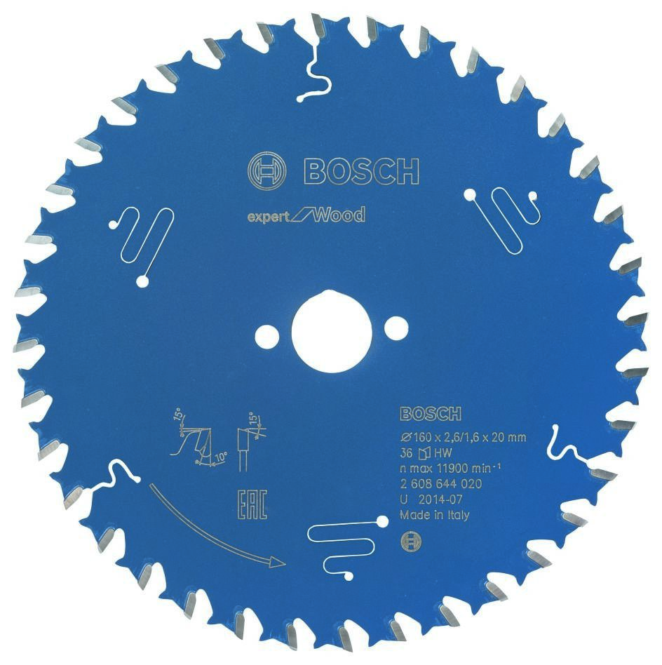 Bosch Blauw Accessoires 2608644020 Carbide Cirkelzaagblad Expert for Wood 160 x 20 x 36T