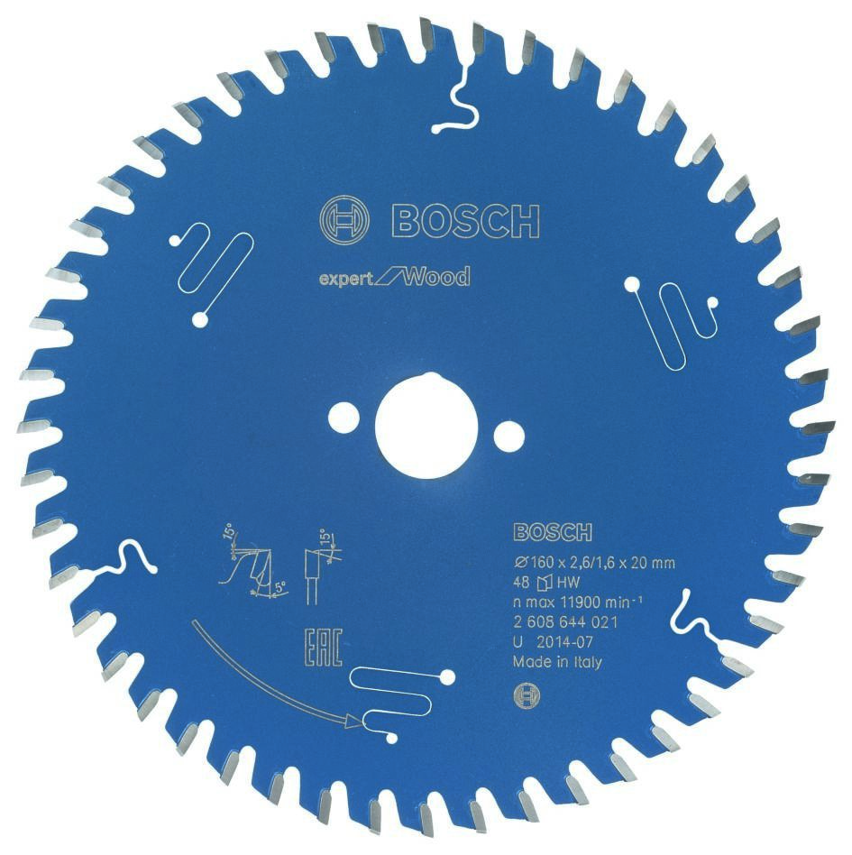 Bosch Blauw Accessoires 2608644021 Carbide Cirkelzaagblad Expert for Wood 160 x 20 x 48T
